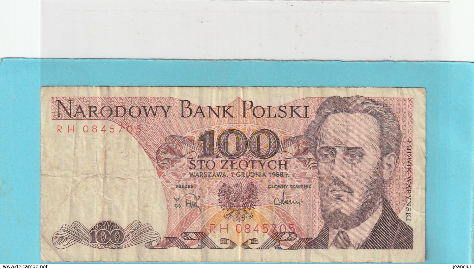 NARODOWY BANK POLSKI . 100 ZLOTYCH .  1-12-1988 .  N° RH 0845705 .  2 SCANNES - Pologne