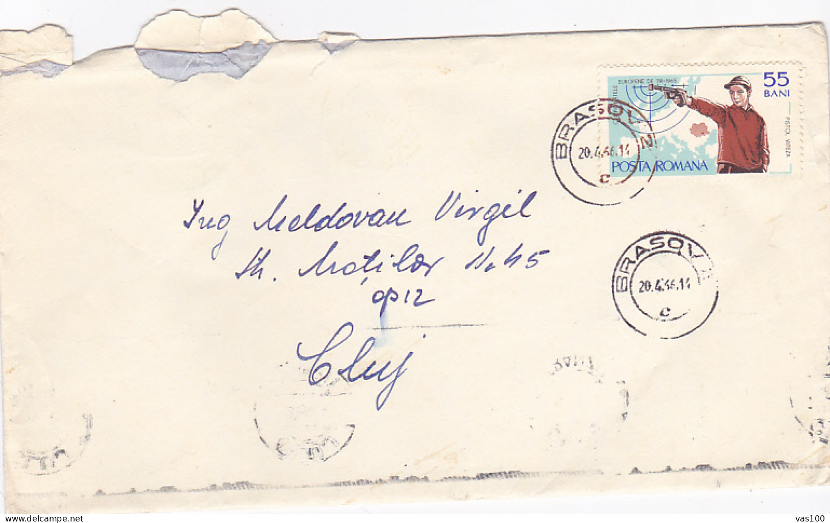 SHOOTING EUROPEAN CHAMPIONSHIPS, STAMP ON COVER, 1966, ROMANIA - Briefe U. Dokumente