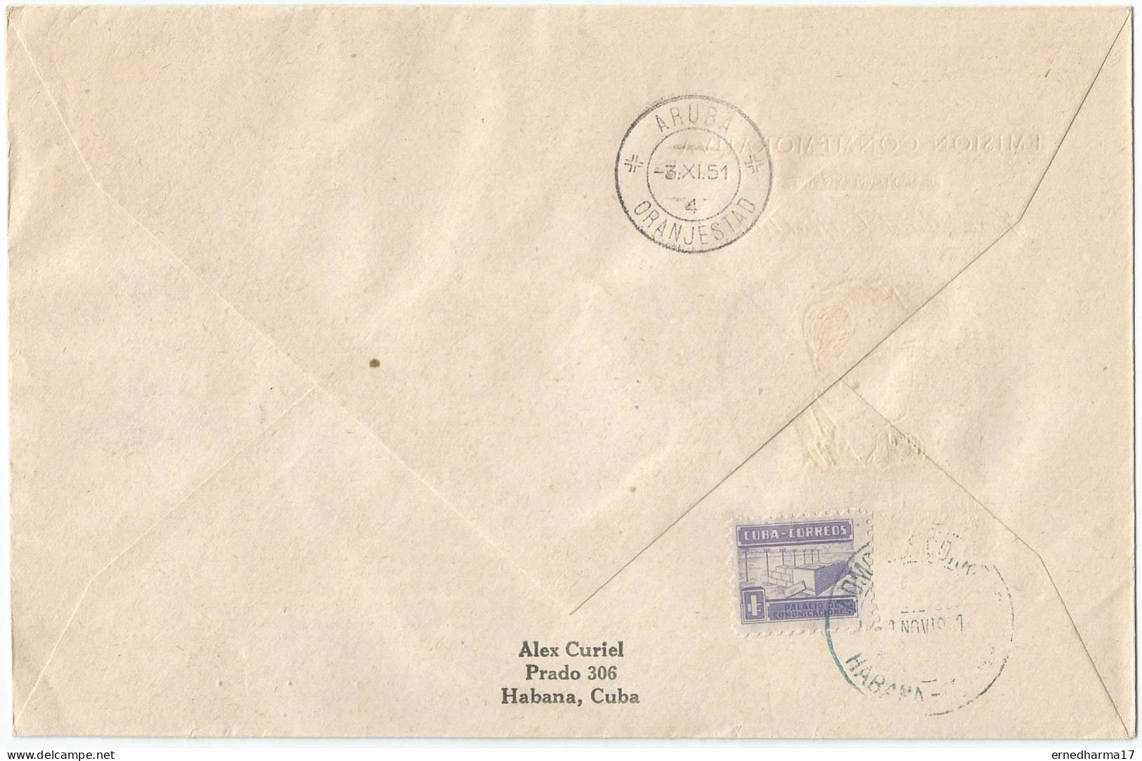 Cuba 1951. FDC Capablanca. Chess. Registered To Aruba. SCARCE. - Oblitérés