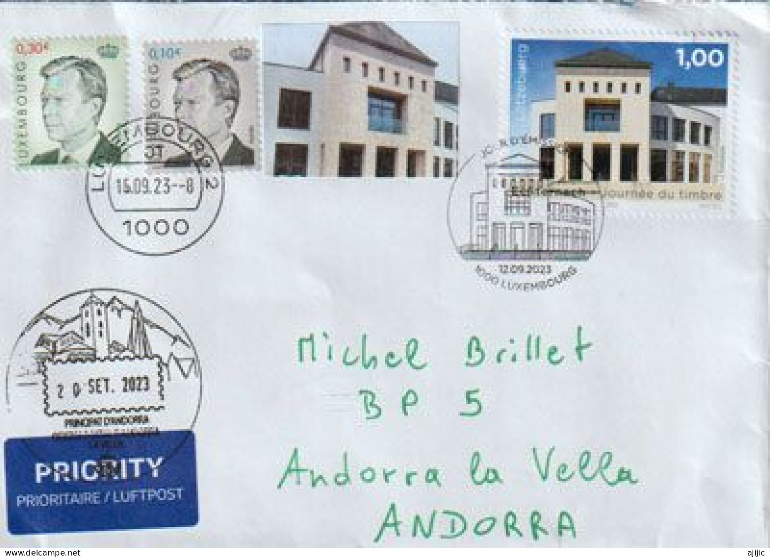 2023.The Trifolion:Cultural,Tourism & Convention Center (Echternach),letter To Andorra (Principat) With Arrival Postmark - Lettres & Documents