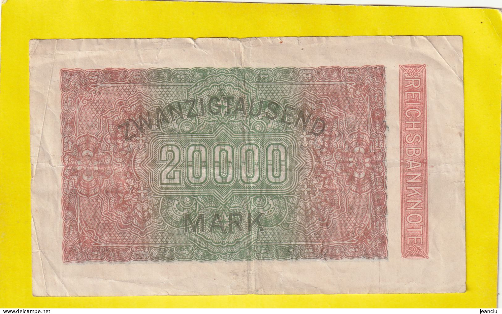 REICHSBANKNOTE .  20.000 MARK  .  20-2-1923 .  N°  D- BK  031028   .  2 SCANNES - 20000 Mark