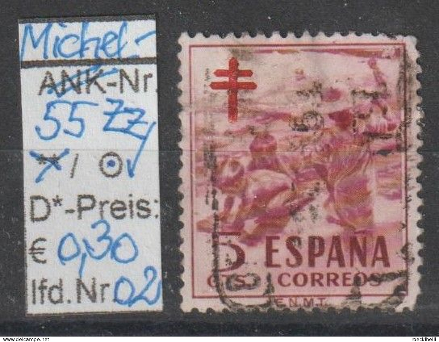 1951 - SPANIEN - FM/DM/Zz "Kampf Gg. D. Tbc - Kinder ...." 5 C Weinrot/rot - O  Gestempelt - S.Scan (Zz 55o 01-03 Esp) - Fiscal-postal