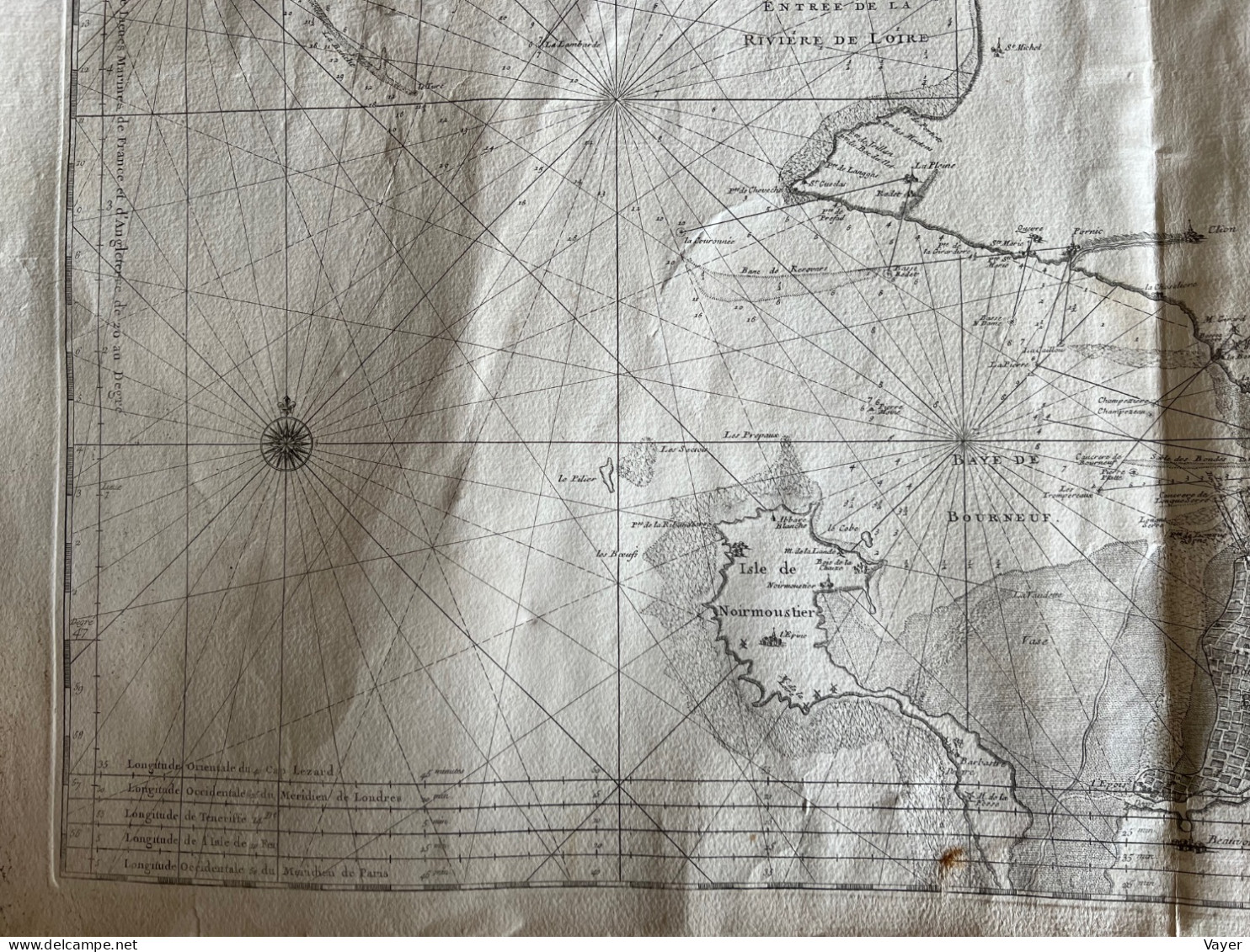 8ème Carte Particulière Des Costes De Bretagne Qui Comprend L’entrée De La Loire Et L’Isle De Noirmoutier - Cartas Náuticas