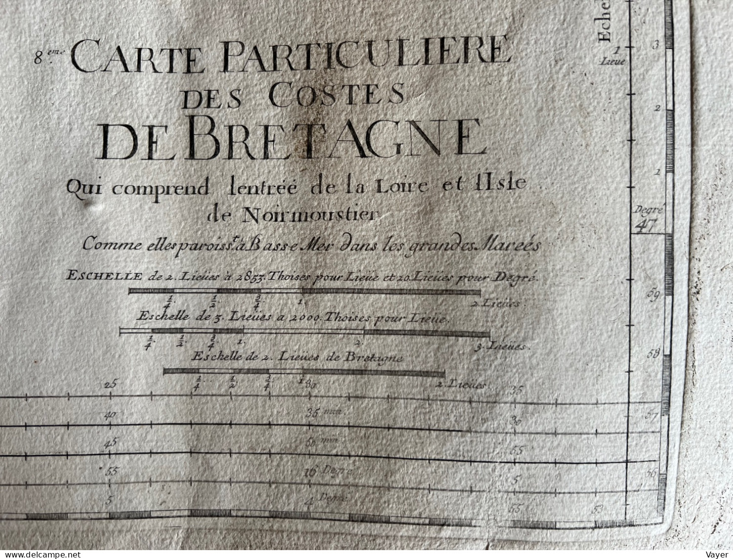 8ème carte particulière des Costes de Bretagne qui comprend l’entrée de la Loire et l’Isle de Noirmoutier