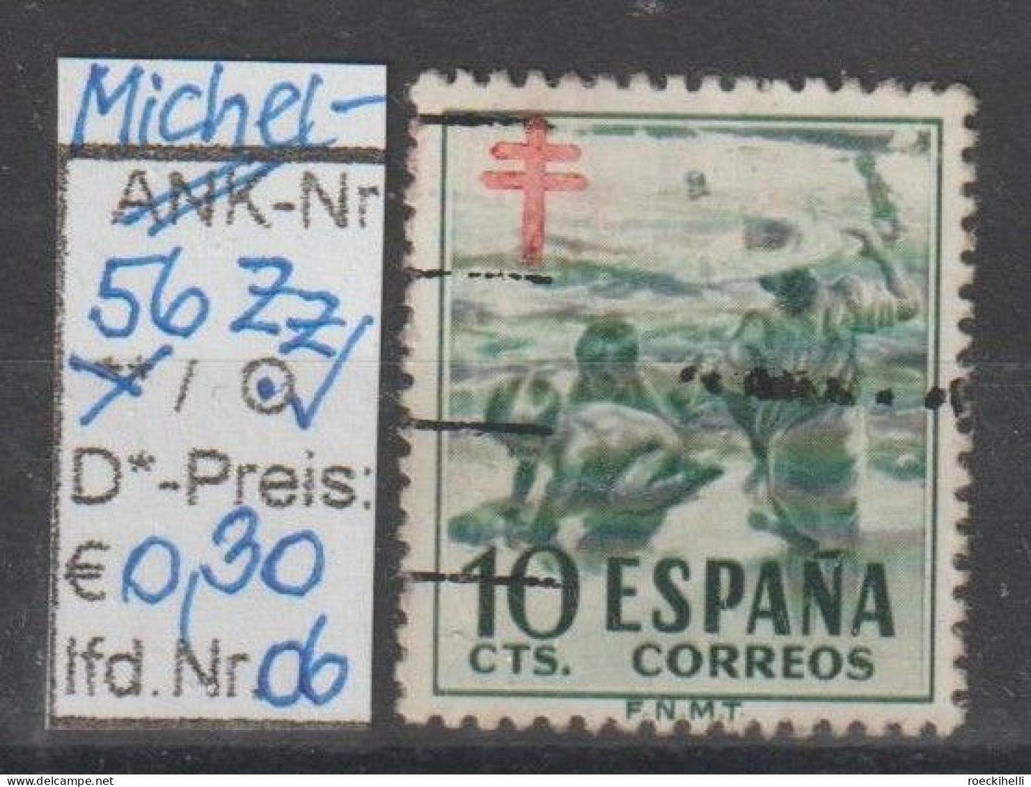 1951 - SPANIEN - FM/DM/Zz "Kampf Gg. D. Tbc - Kinder ...." 10 C Dkl'grün/rot - O  Gestempelt - S.Scan (Zz 56o 01-06 Esp) - Post-fiscaal