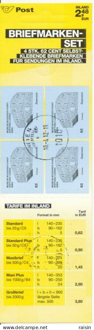 Autriche 2011  Carnet De 4 Timbres Oblitérés  Kunst Museum Wien - Booklets