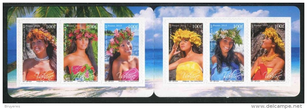 CARNET** De 2015 Avec 6 Timbres Adhésifs De POLYNESIE "VAHINES DE POLYNESIE" - Carnets