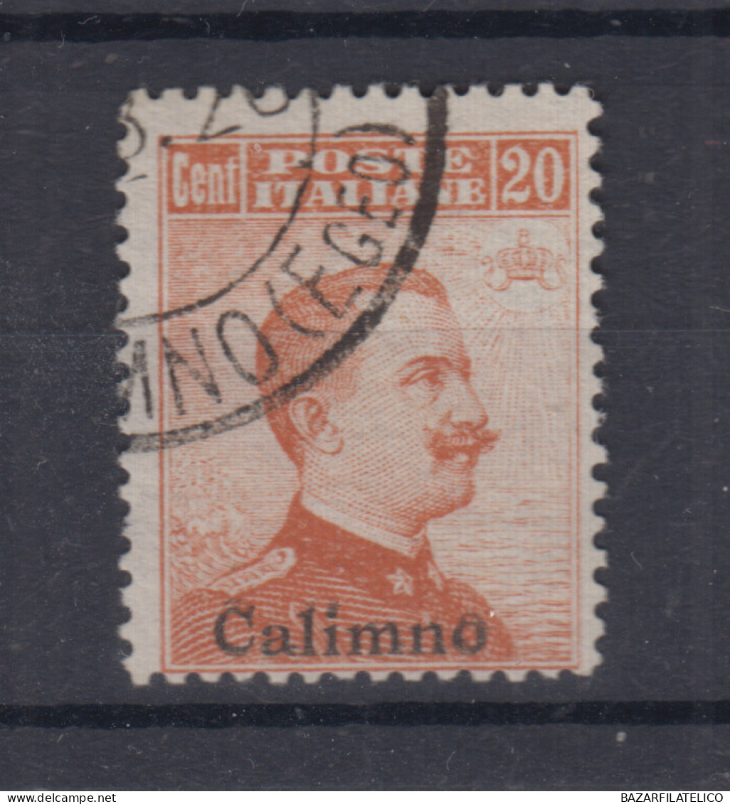 EGEO CALINO 1917 20 CENTESIMI SENZA FILIGRANA N.9 USATO - Egée (Calino)