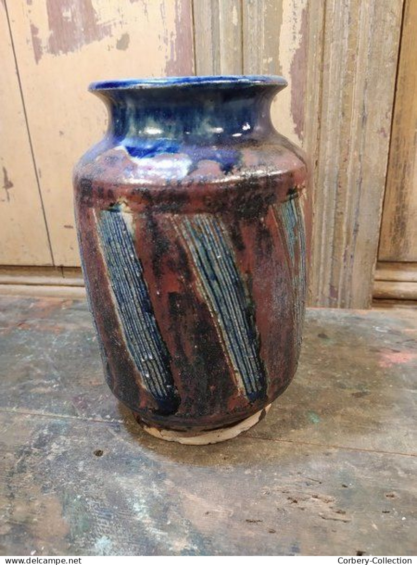 Ancien Vase Pot Grès Vernissé Lucien Talbot La Borne (Cher) - Altri & Non Classificati