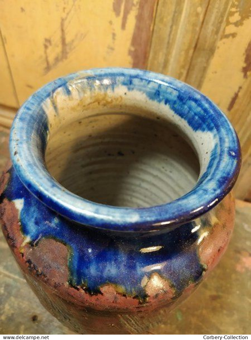 Ancien Vase Pot Grès Vernissé Lucien Talbot La borne (Cher)
