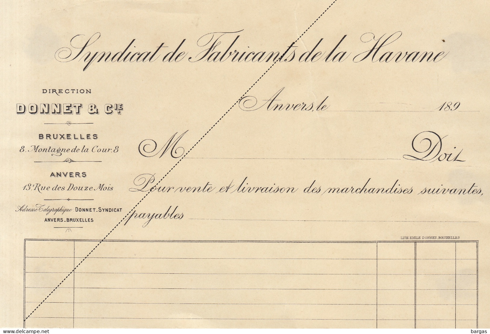 Syndicat De Fabricants De La Havane Donnet Anvers Cigare - 1800 – 1899