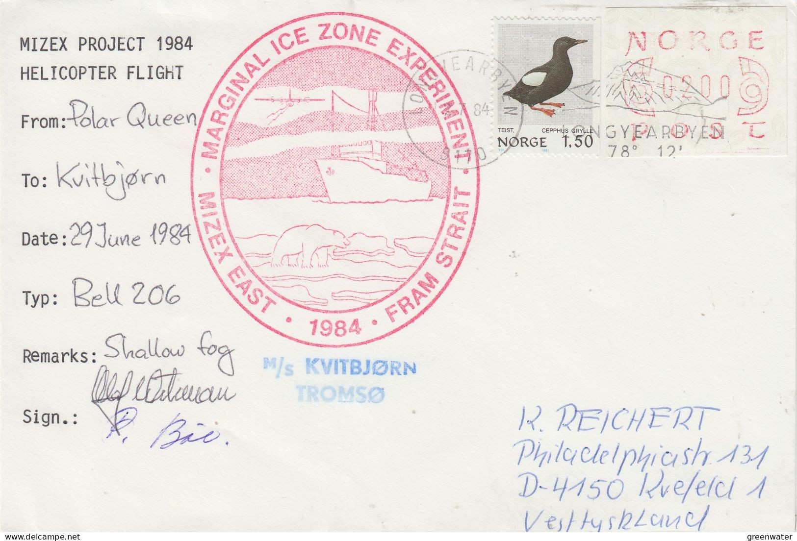 Norway Mizex Project 1984 Heli Flight From Polar Queen To Kvitbjorn 29.06.1984 (MZ150) - Vols Polaires