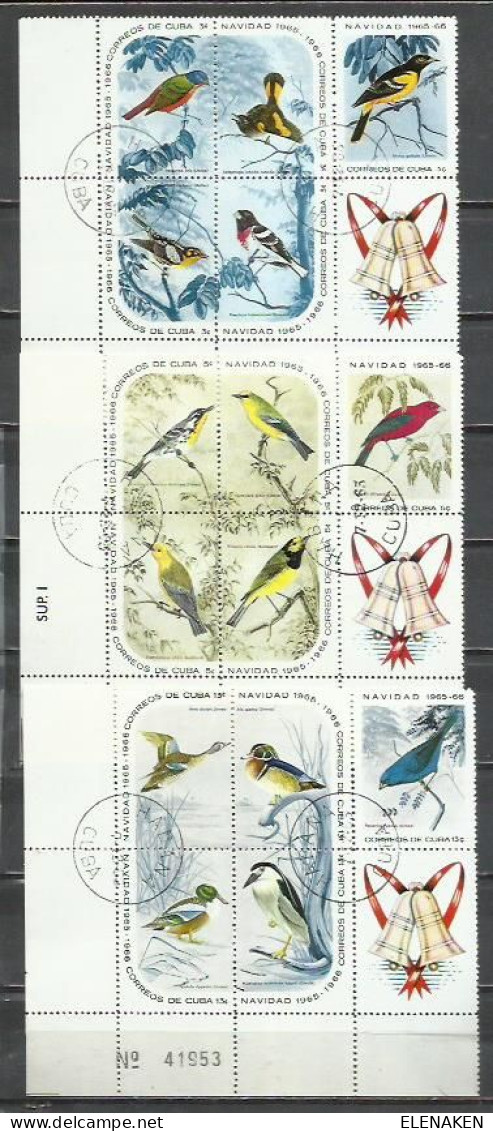 E16A-SERIE COMPLETA 15,00€ CUBA 1965-1966 AVES PÁJAROS NAVIDAD 910/924 - Usati