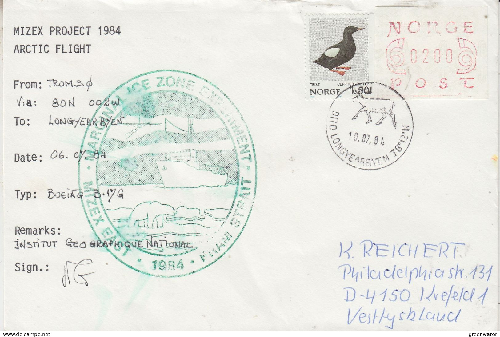 Norway Mizex Project 1984 Boeing Flight From Tromso Toi Longyearbyen 06.07.1984 (MZ150A) - Voli Polari