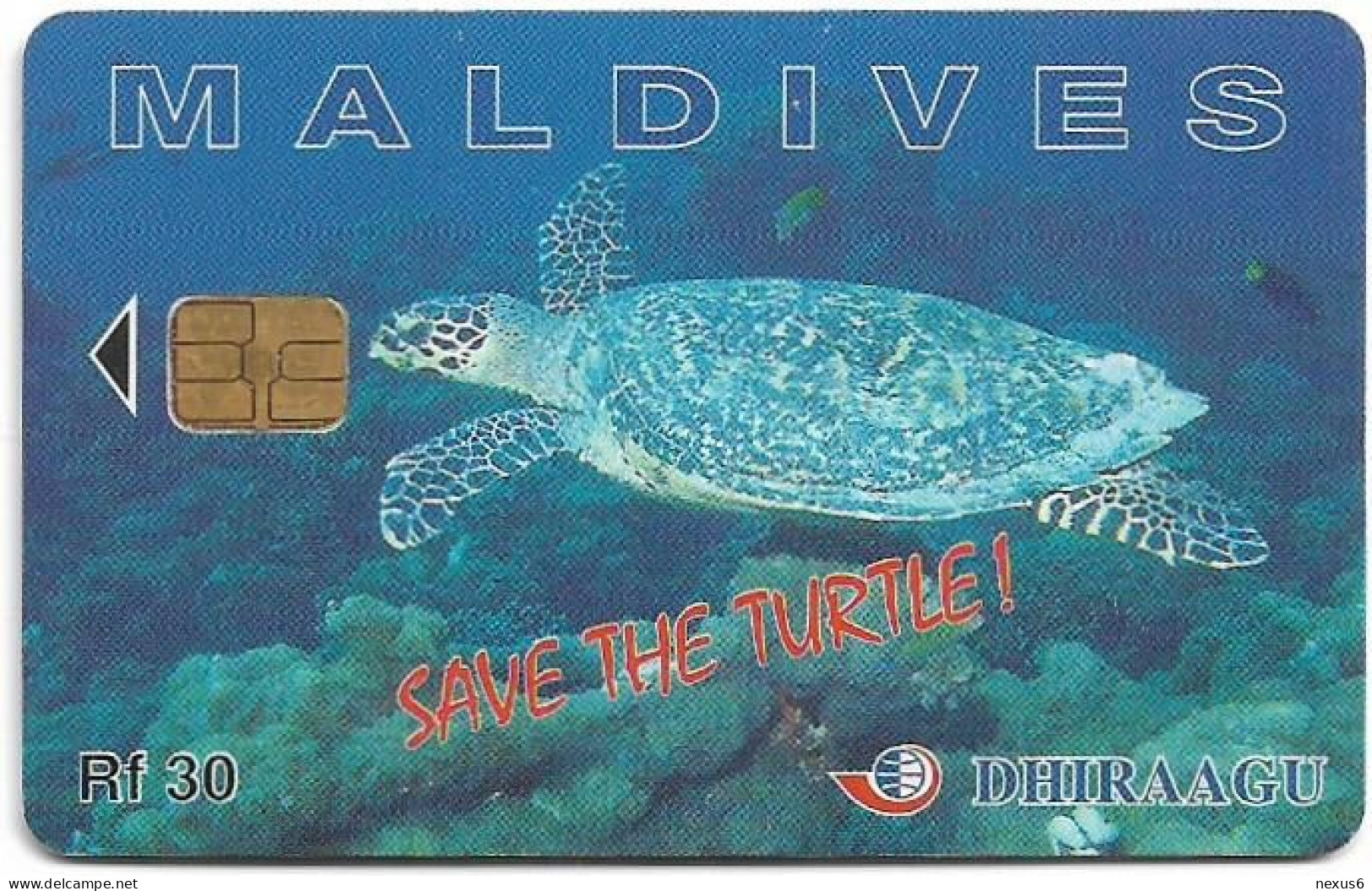 Maldives - Dhiraagu (chip) - Save The Turtle! - 202MLDGIA - Chip Siemens S30, 30MRf, Used - Maldiven