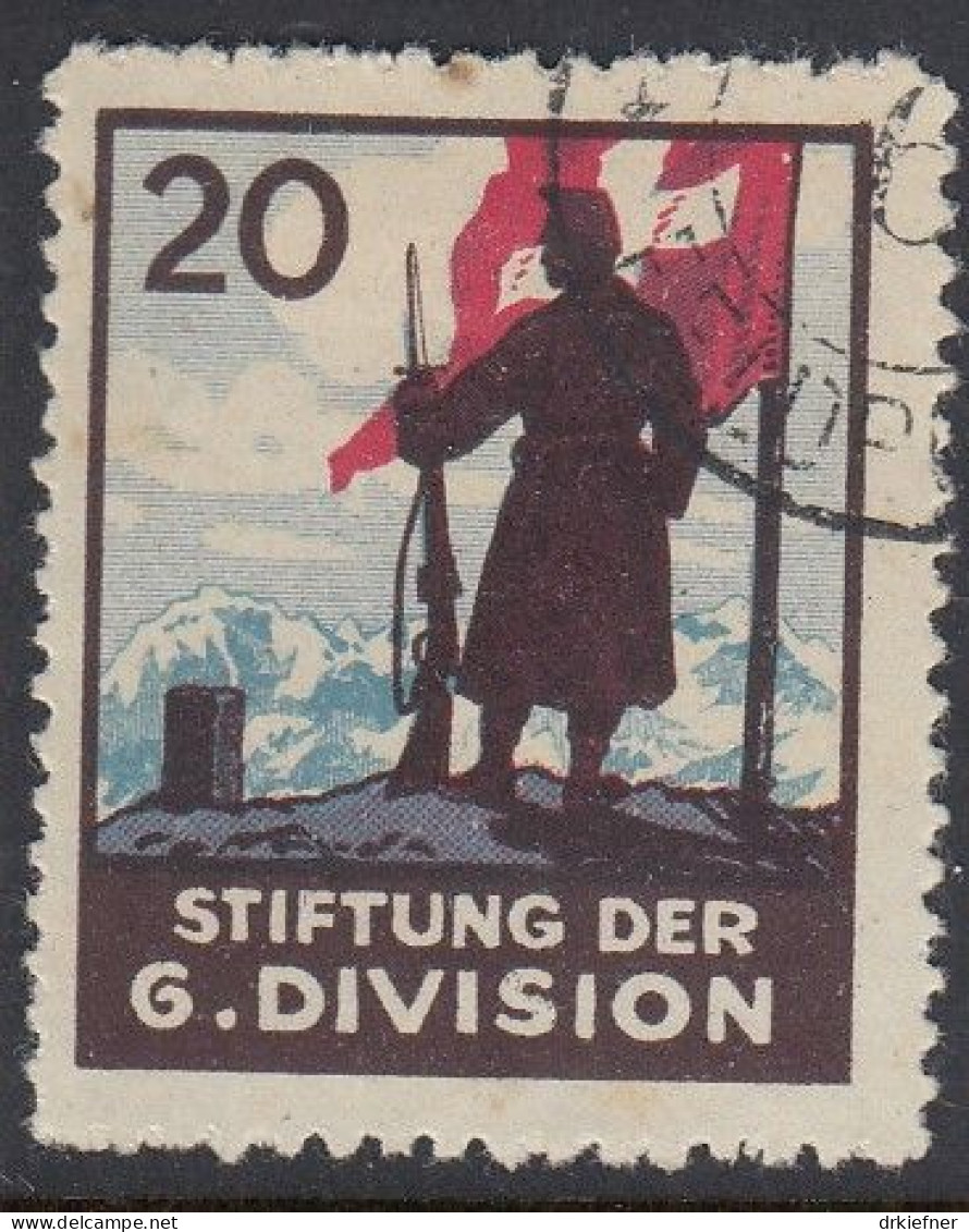 SCHWEIZ Soldatenmarke: Stiftung Der 6. Division, 20 (Rp), Gestempelt - Etichette