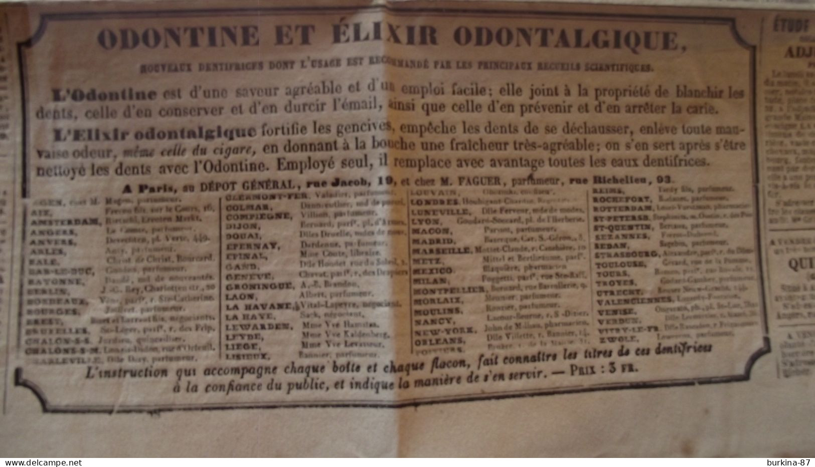 LE SIECLE, journal, 22 Aout 1843,  Paris et Départements