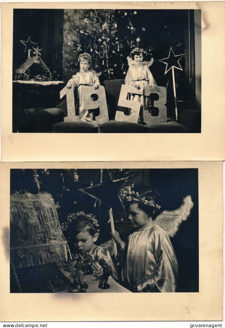 IZEGEM  KASTEEL TER WALLEN  1953  KINDEREN VIEREN NIEUWJAAR EN KERSTDAG   2 FOTOKAARTEN            2 SCANS - Izegem