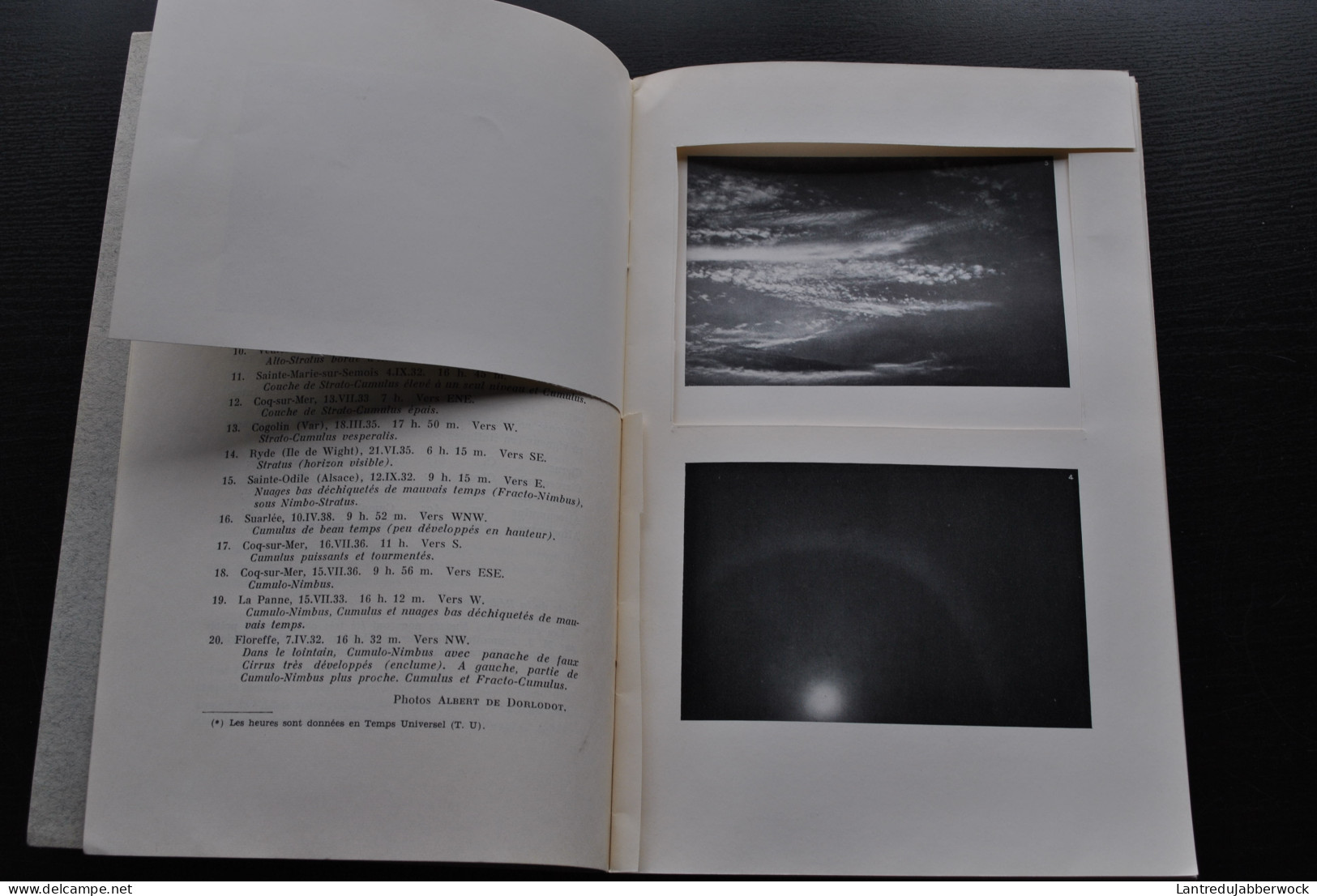 Atlas Des Nuages Extrait Du Bulletin Ciel Et Terre N°4 Avril 1940 ATTENTION INCOMPLET Astronomie RARE Dorlodot Albert - Sterrenkunde