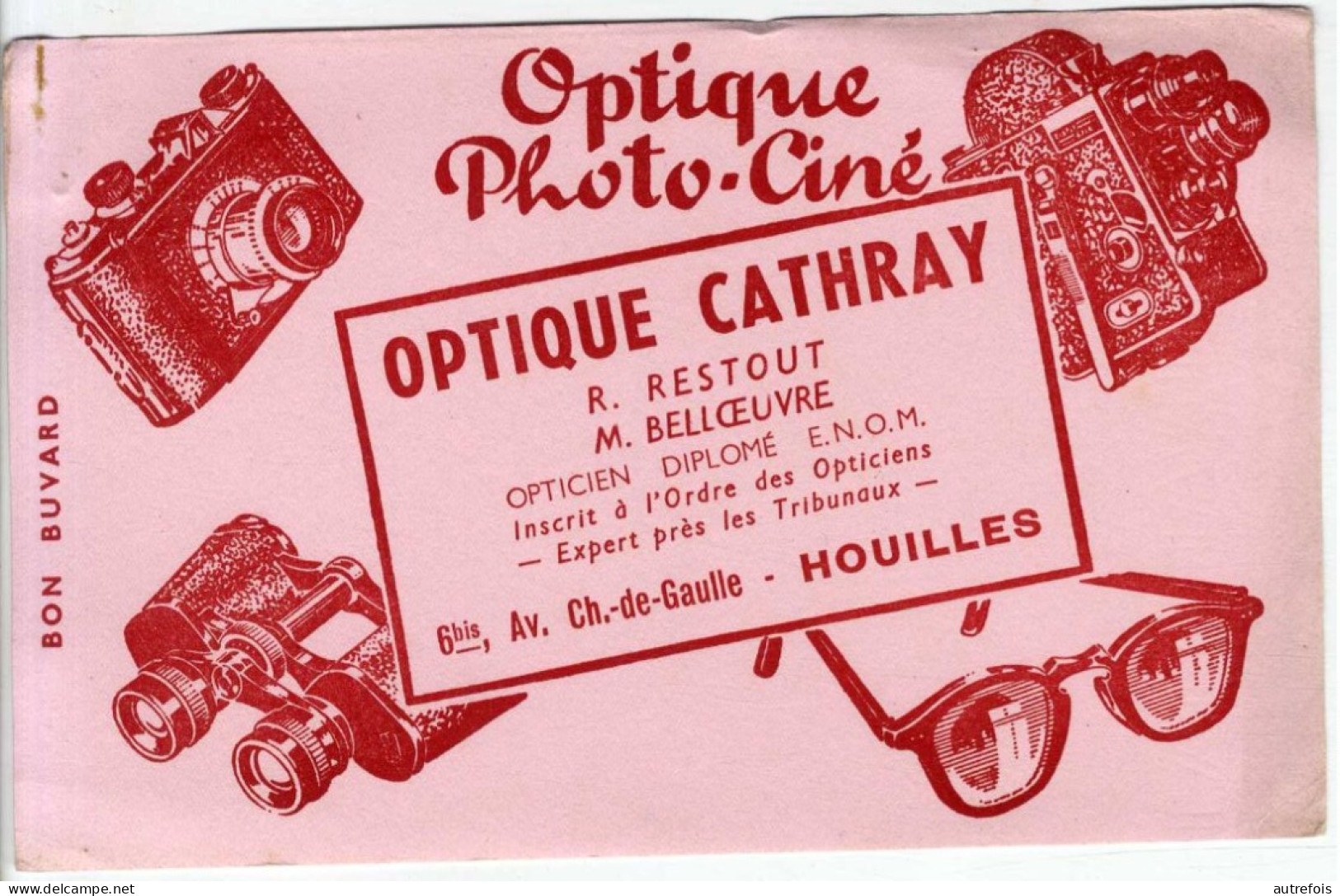 78  HOUILLES  OPTIQUE PHOTO CINE  R RESTOUT M BELLOEUVRE  BUVARD BON ETAT - O