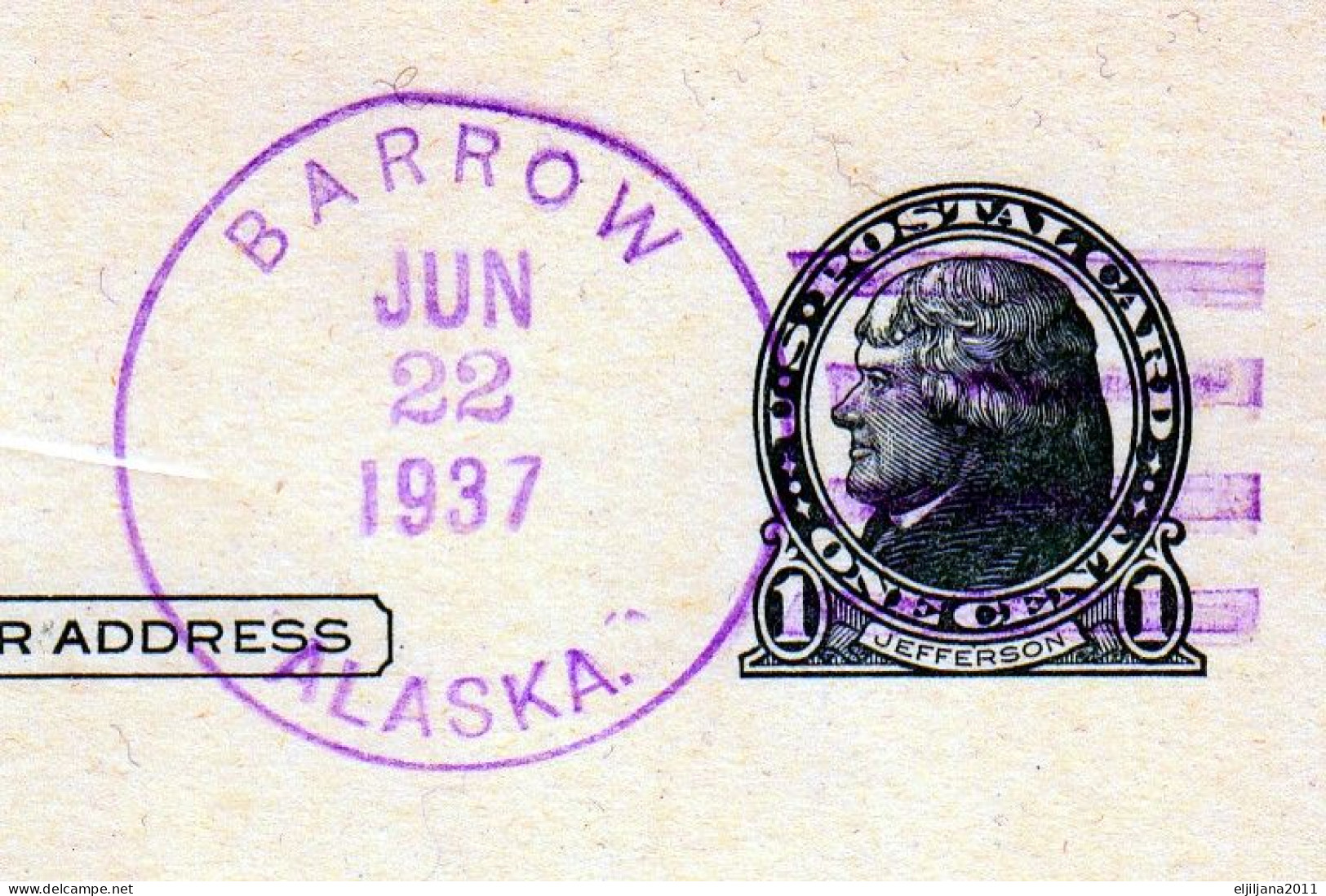 SALE !! 50 % OFF !! ⁕ USA 1937 ALASKA ⁕ COUNCIL & BARROW To Oakland ⁕ 2v Stationery Postcard 1c - 1921-40