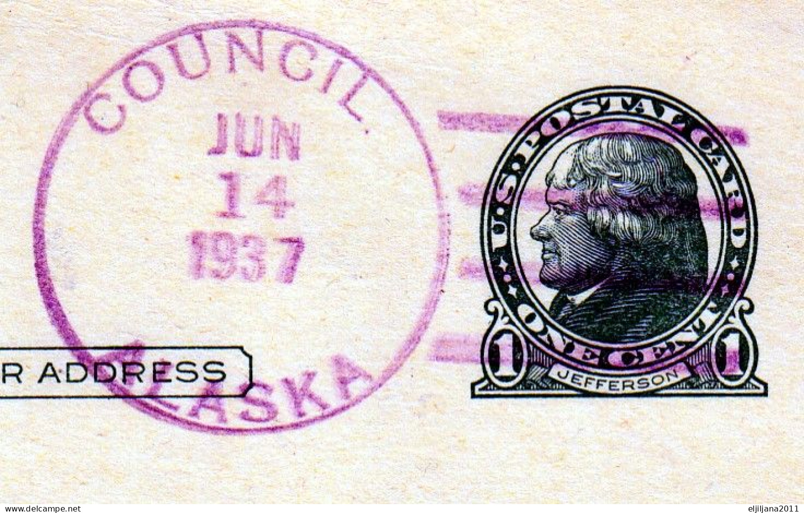 SALE !! 50 % OFF !! ⁕ USA 1937 ALASKA ⁕ COUNCIL & BARROW To Oakland ⁕ 2v Stationery Postcard 1c - 1921-40