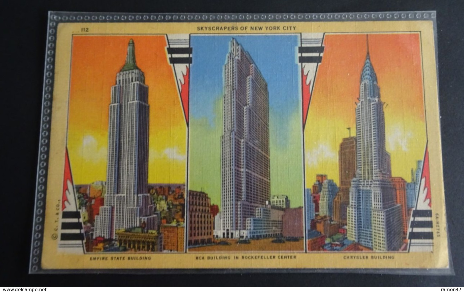 New York City - Skyscrapers - Alfred Mainzer, New York City - Genuine Curteich-Chicago "C.T. Art-Colortone" - # 112 - Manhattan