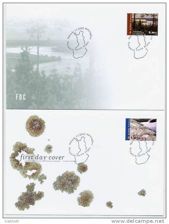 FINLAND  2002 Landscapes Perforated 14 On 2 FDCs.  Michel 1605-06BC - FDC