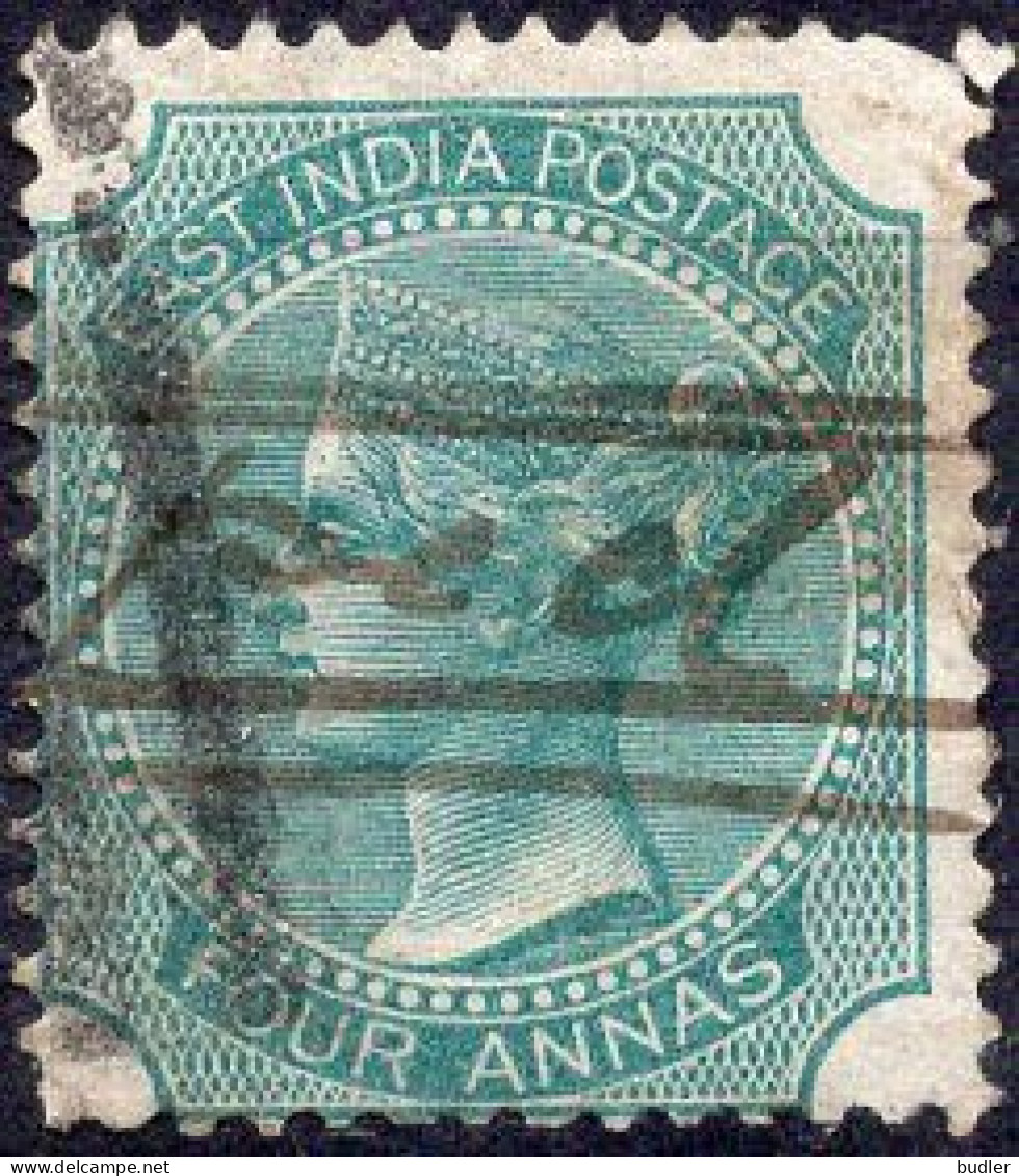 INDIA (BRITISCH OCCUPATION) :1867: Y.27° : 4 Annas : Gestempeld / Oblitéré / Cancelled. - 1858-79 Kolonie Van De Kroon