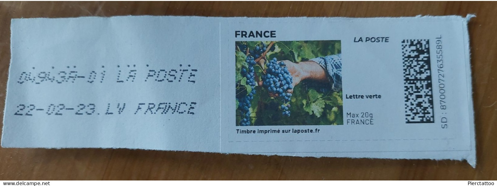 Timbre En Ligne "Raisin/Vigne" (Lettre Verte) - France - Printable Stamps (Montimbrenligne)