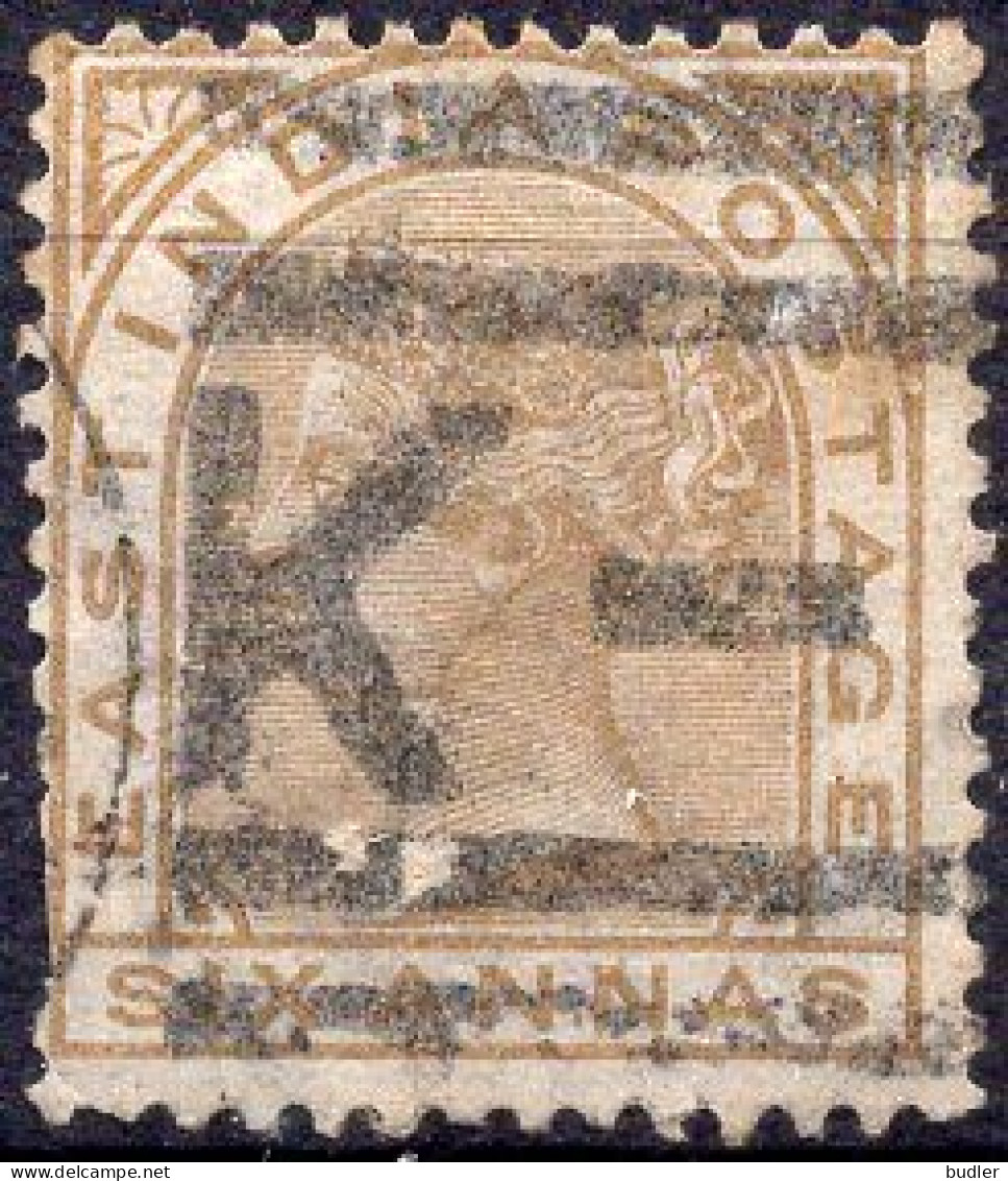 INDIA (BRITISCH OCCUPATION) :1867: Y.30° : 6 Annas : Gestempeld / Oblitéré / Cancelled. - 1858-79 Crown Colony