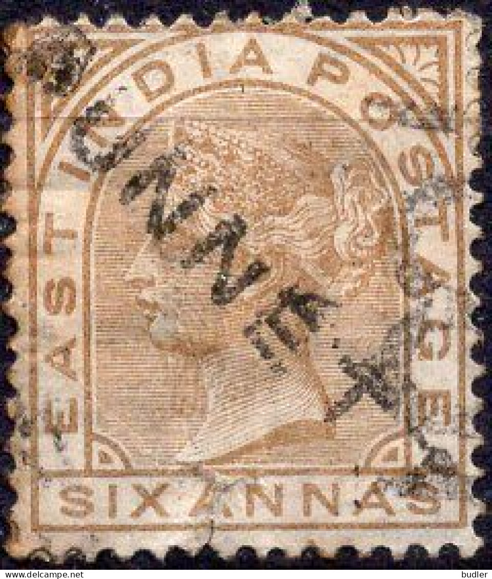 INDIA (BRITISCH OCCUPATION) :1867: Y.30° : 6 Annas : Gestempeld / Oblitéré / Cancelled. - 1858-79 Crown Colony