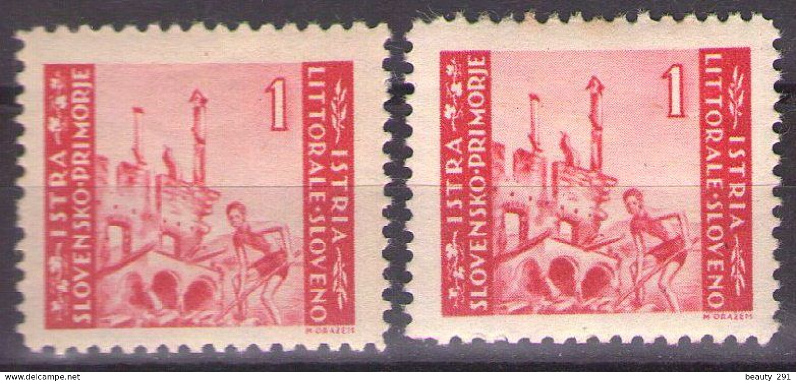 ISTRIA E LITORALE SLOVENO 1945. Tiratura Di Lubiana, Dent. 10 1/2-11 1/2, Sass. 43, MNH(**) - Joegoslavische Bez.: Slovenische Kusten