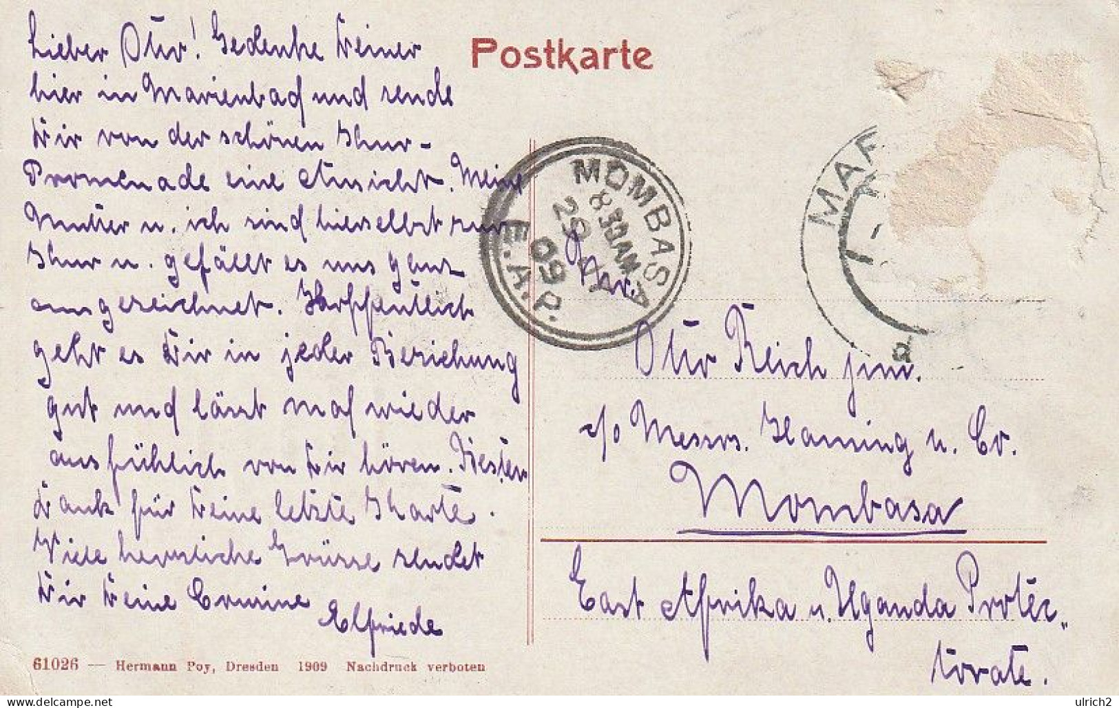 AK Marienbad - Kreuzbrunnen-Kolonnade - 1909 (65384) - Tschechische Republik