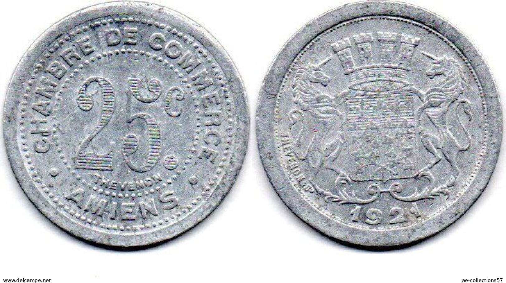 MA 25144  / Amiens 25 Centimes 1921 Frappe Décalée Env 45° TTB - Monetary / Of Necessity