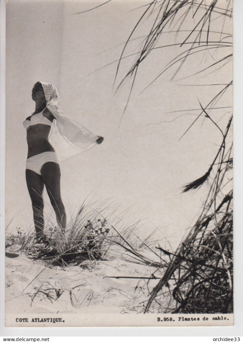 CPSM Côte Atlantique - Plantes De Sable (avec Jeune Femme En Maillot De Bain) - Pin-Ups