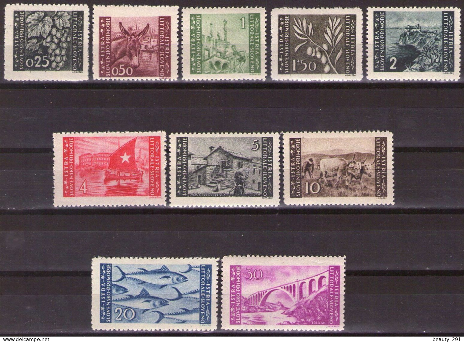 ISTRIA E LITORALE SLOVENO 1946. Tiratura Di Zagabria, Dent. 12, Sass. 51-60,  MNH(**) - Ocu. Yugoslava: Litoral Esloveno