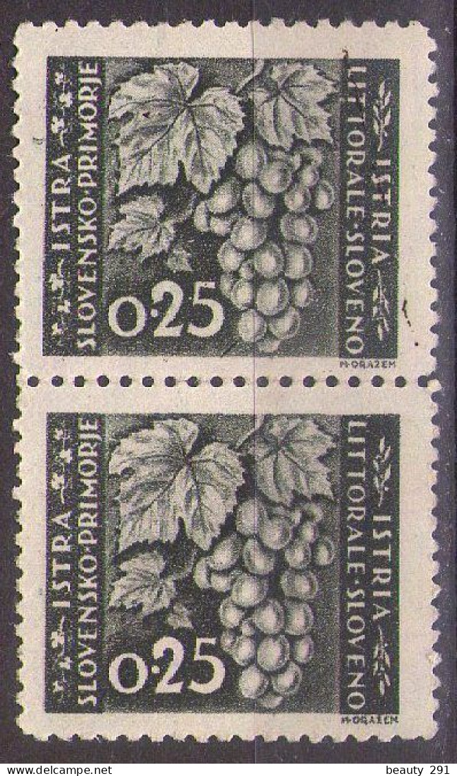 ISTRIA E LITORALE SLOVENO 1946. Tiratura Di Zagabria, Dent. 12, Sass. 51,paar  MNH(**) - Joegoslavische Bez.: Slovenische Kusten