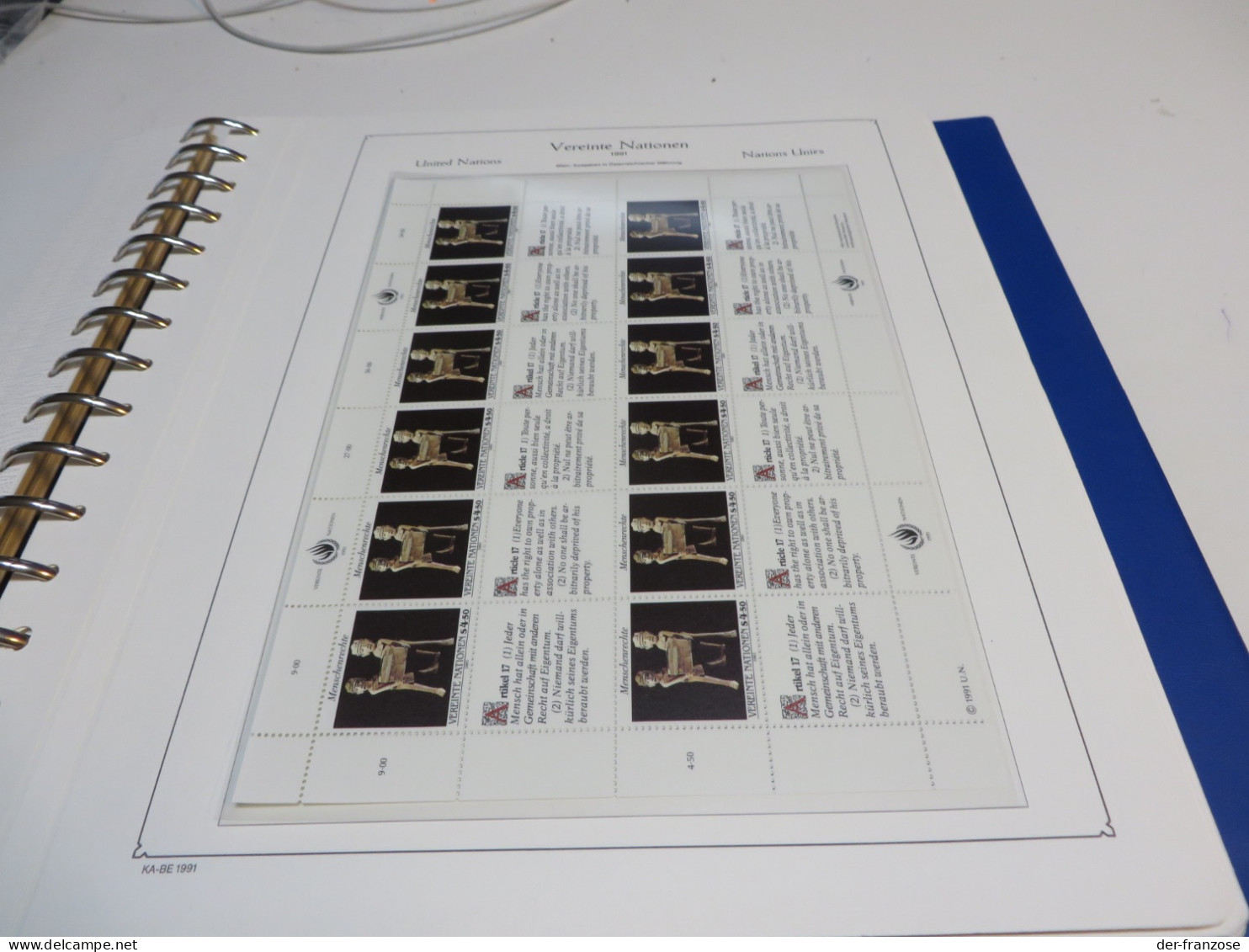 UNO - WIEN 1979 bis 2001  Posten   ** /  MARKEN BLÖCKE und KLEINBÖGEN auf  KABE - VORDRUCKTEXT im  BINDER