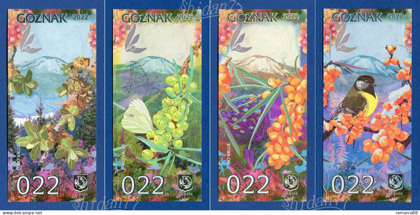 Goznak - 022 Tiger / 4 Seasons - 2022 - Set Of 4 Specimen Test Notes With Folder - Very Rare - Unc - Specimen