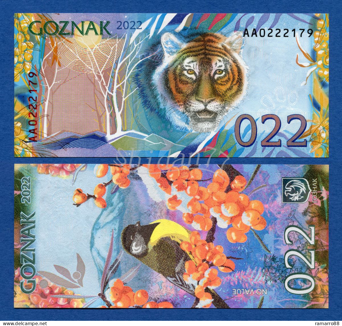 Goznak - 022 Tiger / 4 Seasons - 2022 - Set of 4 Specimen Test Notes with Folder - Very Rare - Unc