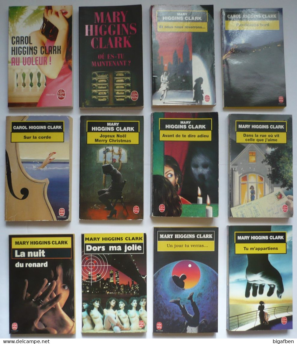 Lot 12 Livres Mary HIGGINS CLARK & Carol HIGGINS CLARK / Poches POLICIER Thriller, Littérature Populaire - Lots De Plusieurs Livres