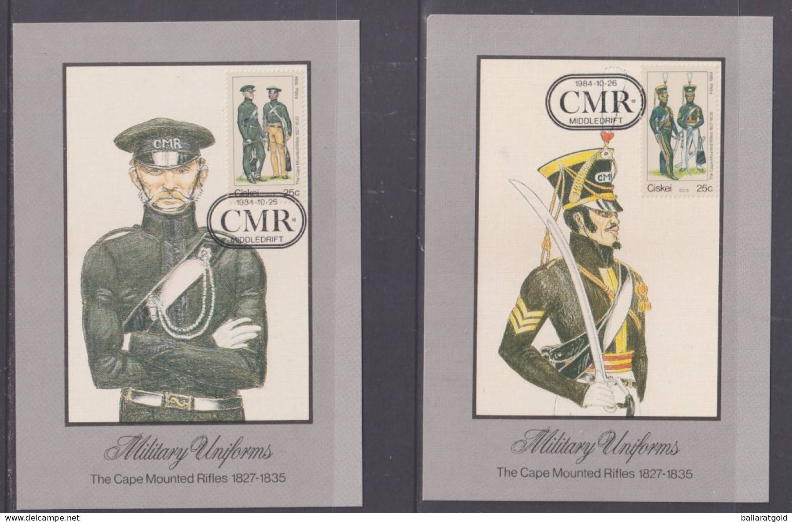 Ciskei 1984 Military Uniforms Maxi Cards Set 5 - Ciskei