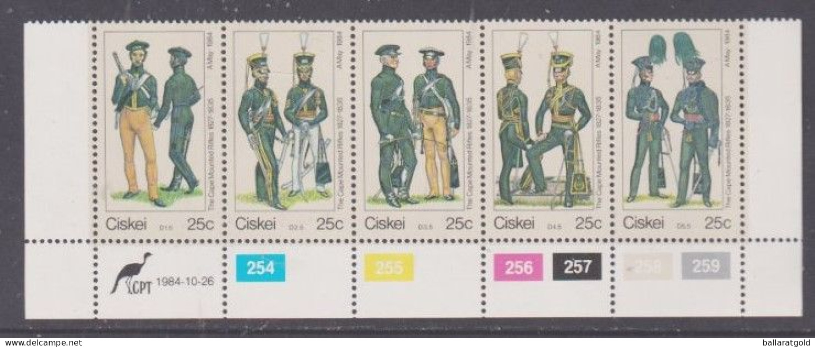 Ciskei 1985 Military Uniforms Plated Strip 5 MNH - Ciskei