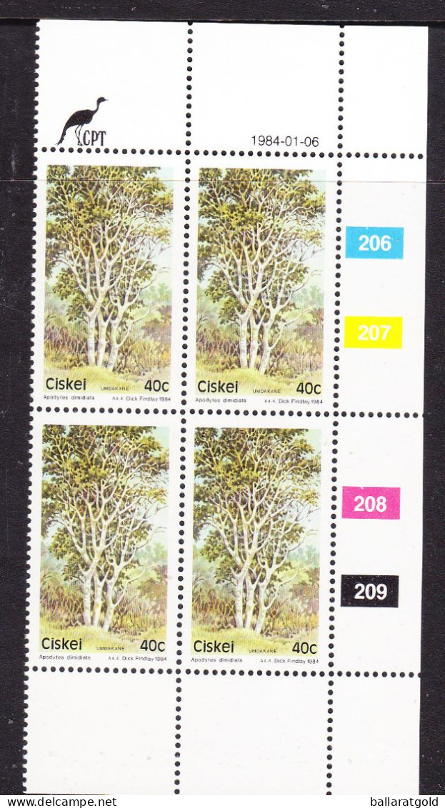 Ciskei 1984 - 40c Flowering Trees Plated Block 4 MNH - Ciskei