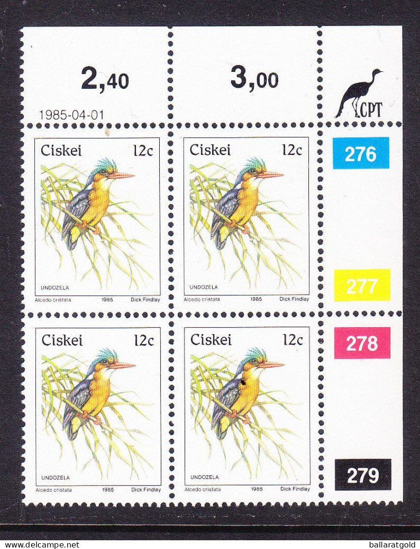 Ciskei 1985 Kingfisher Plated Block 4 MNH - Ciskei