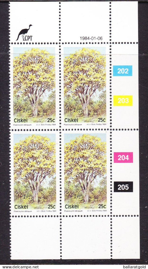 Ciskei 1984 Indigenous Trees Plated Blocks 4 MNH - Ciskei