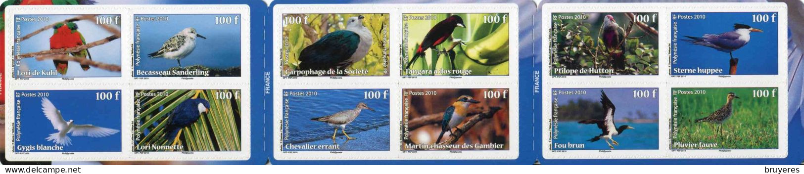 CARNET** De 2010 Avec 12 Timbres Adhésifs De POLYNESIE "OISEAUX DE POLYNESIE" - Postzegelboekjes