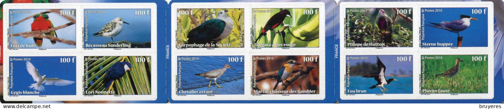 CARNET** De 2010 Avec 12 Timbres Adhésifs De POLYNESIE "OISEAUX DE POLYNESIE" - Carnets