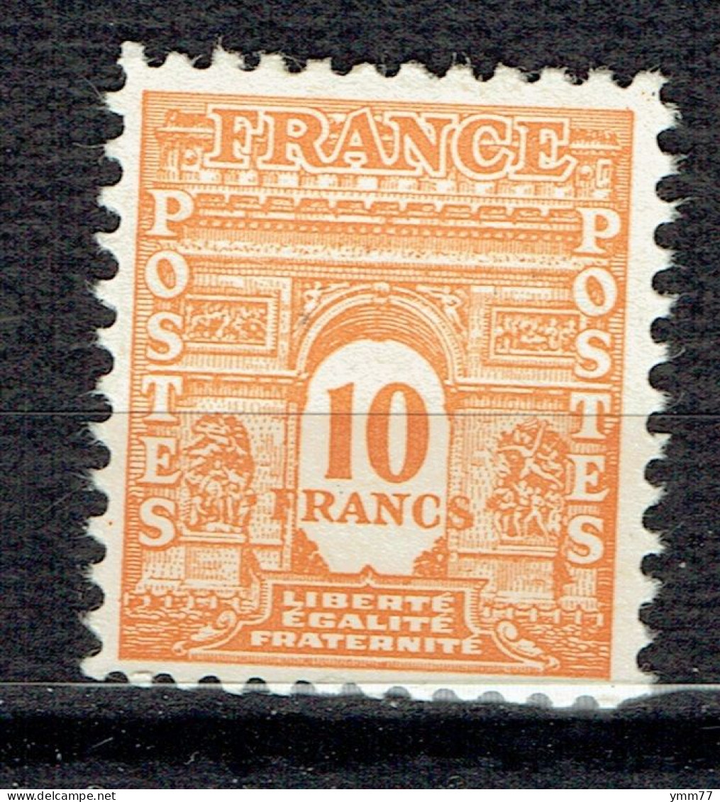 10 F Orange Arc De Triomphe - 1944-45 Arco Di Trionfo